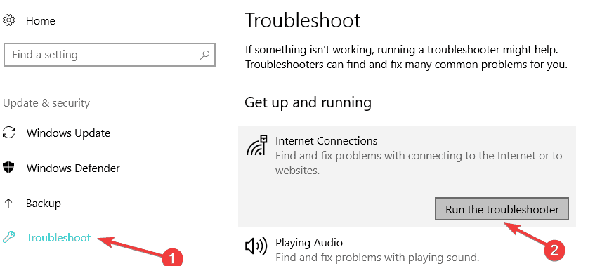 Solucionador de problemas de conexión a Internet windows 10