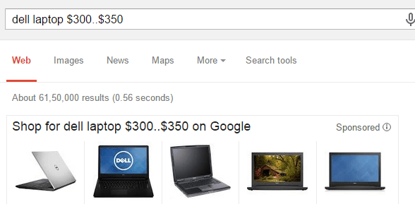 діапазон цін-пошук-google