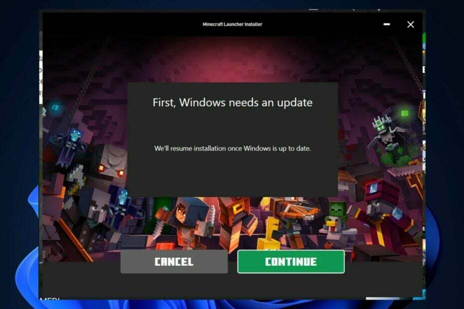 oppdater windows for å spille minecraft