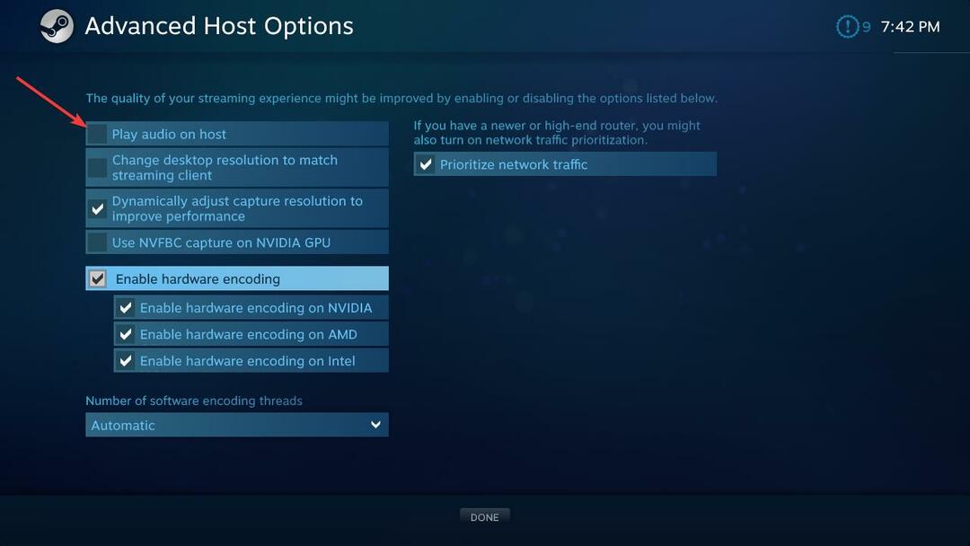 Audio-Host-Steam-Link abspielen aktivieren deaktivieren