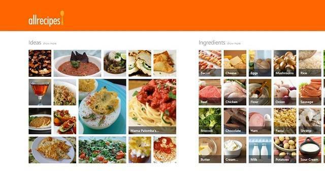 Windows 8, 10 מתכנת אפליקציית Allrecipes ספר בישול מתעדכן