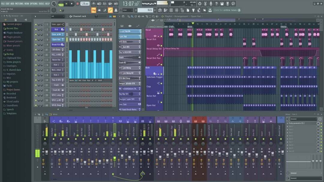 Hovedskærm for FL Studio 20