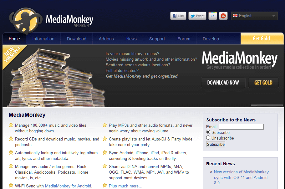 „MediaMonkey“ „Windows 10“ muzikos bibliotekos programinė įranga