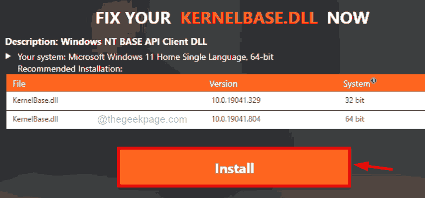 Zainstaluj plik Kerbelbase Dll po zarejestrowaniu 11zon