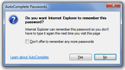 Preenchimento automático do Internet Explorer