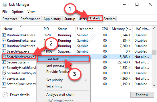 Εργασία τερματισμού Windowsearch