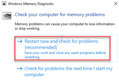 Дијагностичка меморија система Виндовс, поново покрените одмах и проверите да ли постоје проблеми (препоручено)