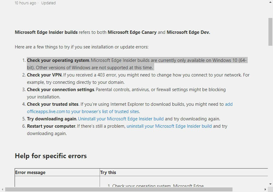 Chromium Edge zal niet beschikbaar zijn voor 32-bits Windows 10-pc's