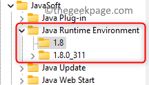 Registro Java Runtime Folder Altra versione Min
