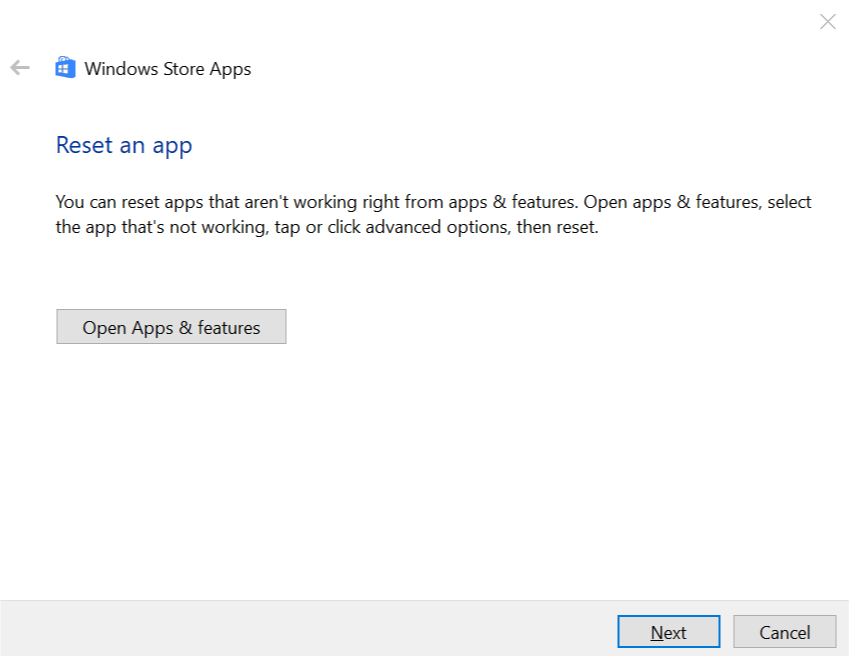 Windowsストアのトラブルシューティングの修正