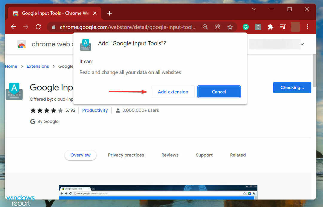 Lisää laajennus saadaksesi Googlen syöttötyökalut Windows 11:lle