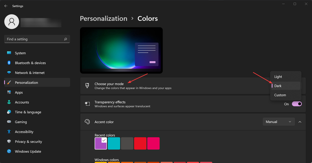 Wählen Sie den Farbmodus Windows 11