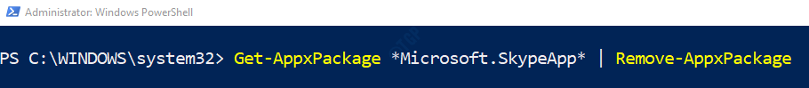स्काइप को अनइंस्टॉल करने का आदेश