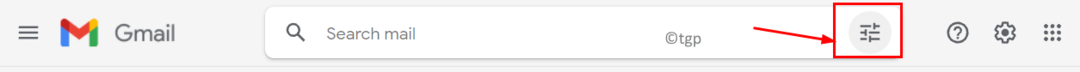 Gmail Klicken Sie auf das Suchfiltersymbol Min