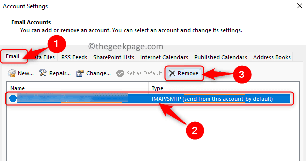 Nastavení účtu Outlook Odebrat e-mailový účet Min