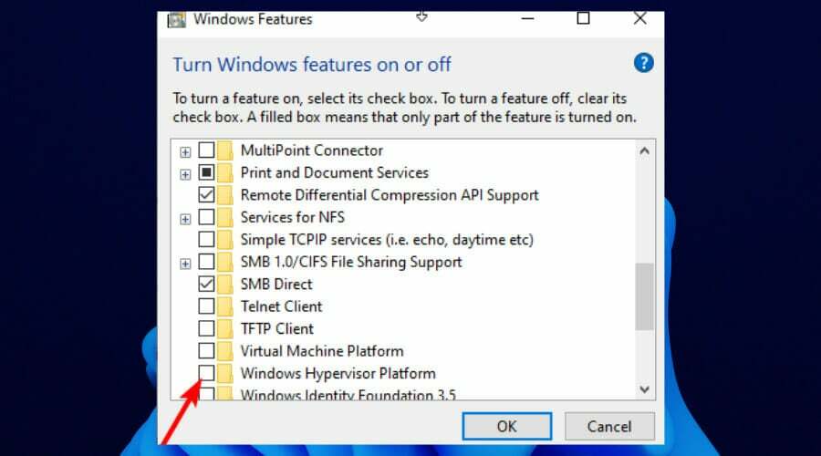 Windows Hypervisor-platform uitschakelen