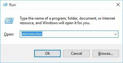 services.msc paleisti „Windows 10“ naujinimą, kol bus įdiegta