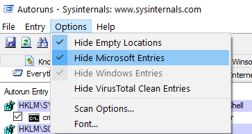 Ascundeți intrările Microsoft Min