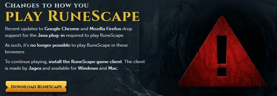 podpora prohlížeče hrát runescape v prohlížeči