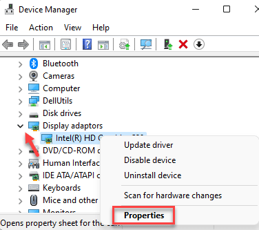 Device Manager Display Adapters ไดรเวอร์คลิกขวา คุณสมบัติ Min