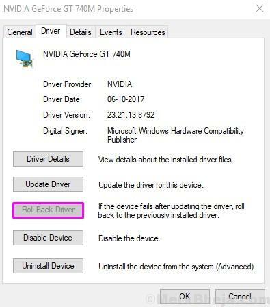 Reverter driver Nvidia