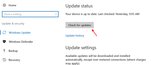 Проверить наличие обновлений Windows Hello