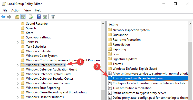 Windows Defender არ ჩართავს Windows 10 Spybot