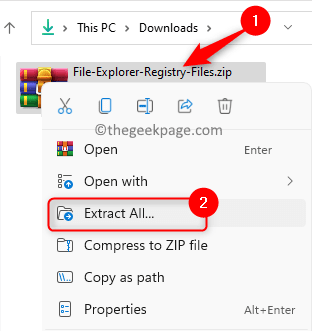 Zip-Datei Alle extrahieren Min