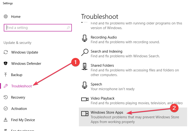 Suorita Windows Store -sovelluksen vianmääritys