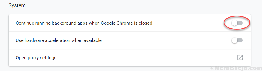 Pokračovat v spouštění pozadí Chrome Zakázat Min