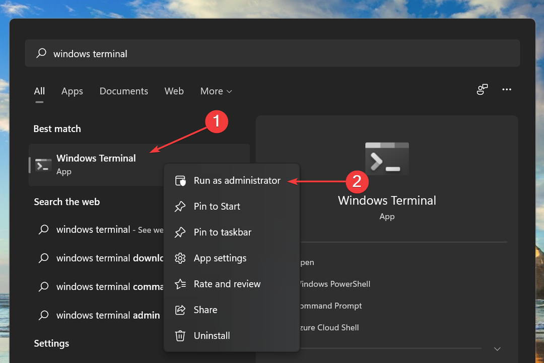Start Windows Terminal om de herstartlus in Windows 11 te herstellen