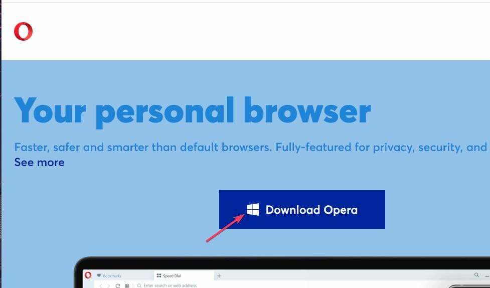 Die Opera-Download-Option „Opera herunterladen“ bleibt bei 100 hängen