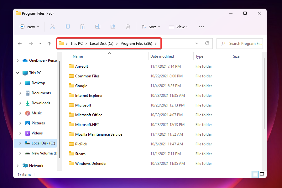 Знайдіть папку для видалення драйвера cFosSpeed ​​у Windows 11