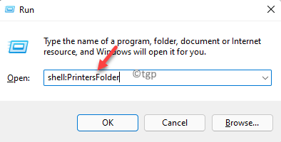 Покрени тип команде Наредба за отварање прозора штампача У реду Мин