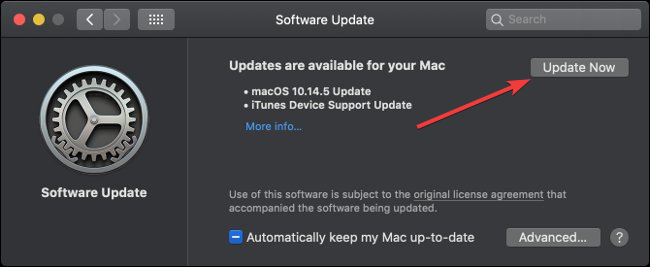 možnost aktualizace nyní pro aplikace Mac