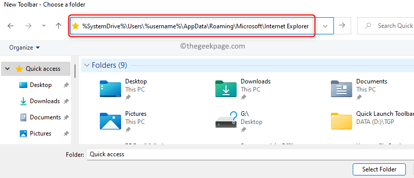 Quick Launch Toolbarin lisääminen tehtäväpalkkiin Windows 11:ssä