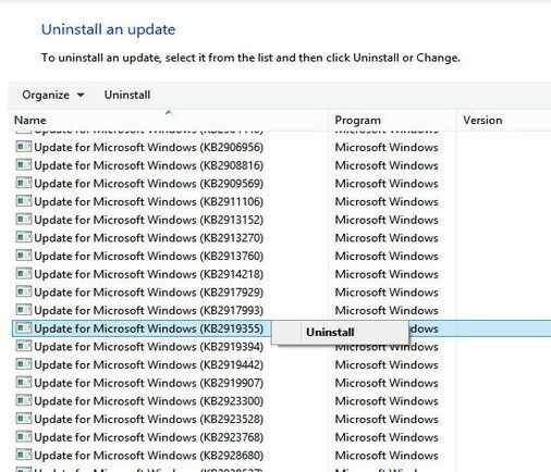 poista Windows 8.1 -päivityksen asennus
