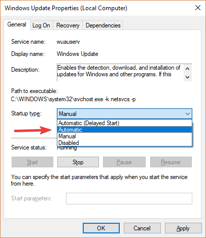 typ spouštění automatická aktualizace systému Windows 10 čeká na instalaci