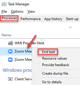 Task-Manager-Prozesse Windows-Prozesse Zoom-Meetings Rechtsklick Task beenden