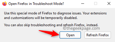 Öffnen Sie Firefox im Fehlerbehebungsmodus Min