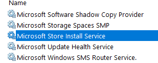 Serviço mínimo de instalação da Microsoft Store