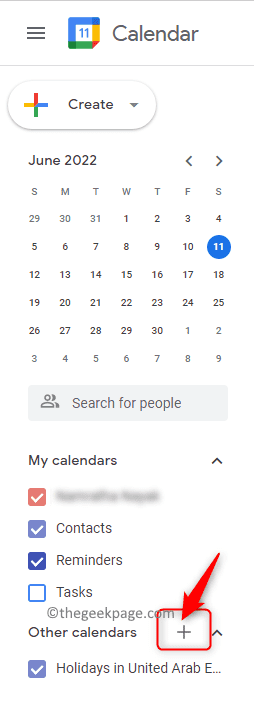 Kalendarz Google Inne kalendarze Znak plus Min