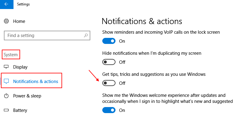Deaktivieren Sie Windows-Tipps-Vorschläge