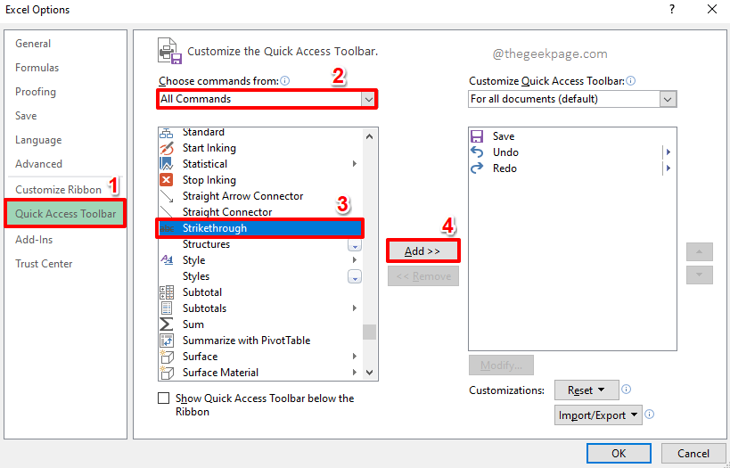 Doorgestreepte opmaak toevoegen in Excel