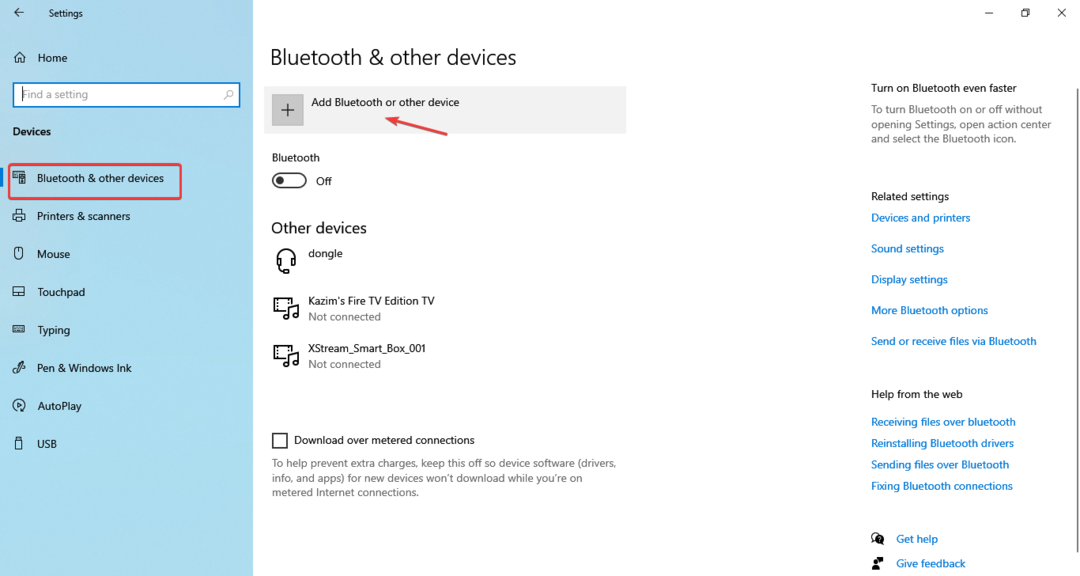 pridėti „Bluetooth“ ar kitus įrenginius