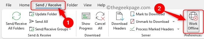 Outlook ปิดใช้งานการเชื่อมต่อ เลือกทำงานแบบออฟไลน์ Min