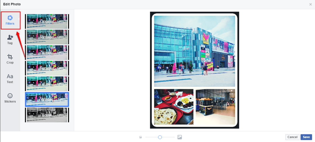 Muokkaa kuvia, lisää tarroja ja tehosteita Facebookin sisäänrakennetun Photo Editorin kautta