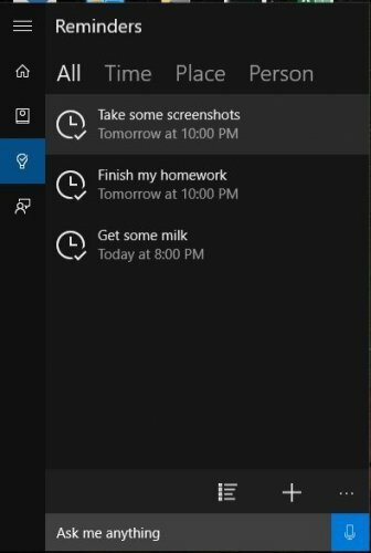Напомнянията за Windows 10 Cortana не работят