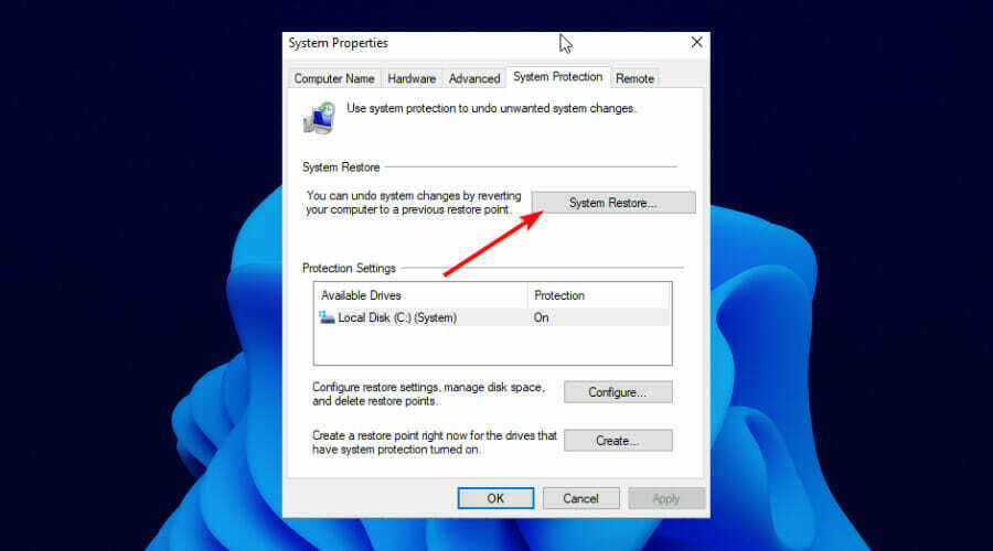 restaurar sistema windows 11 defender