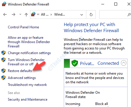 Windows Defenderi tulemüüri taastamise vaikesätted